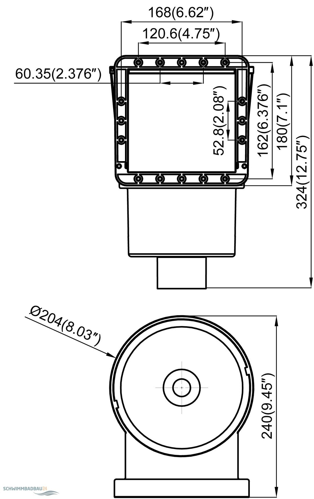 Einbauskimmer-Set Grau