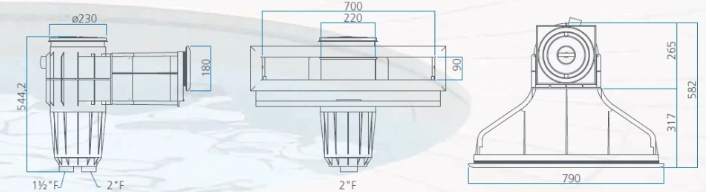 Smart Hochwasserstandskimmer High75 weiss ABS mit Messingbuchsen